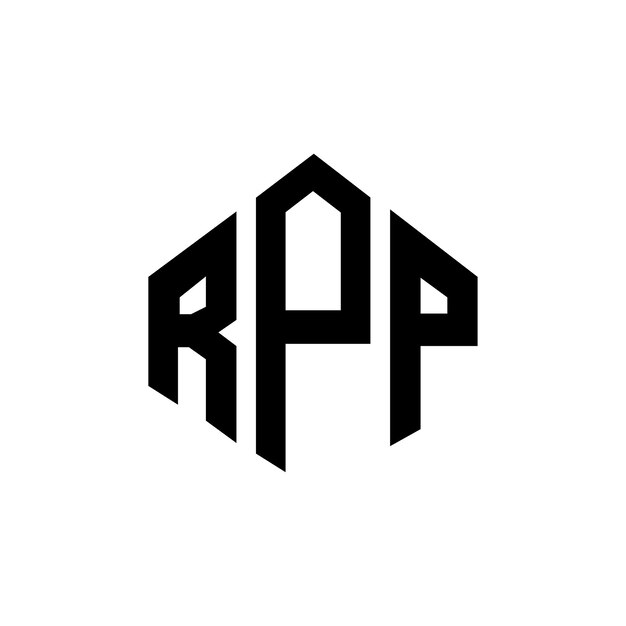 Vector diseño de logotipo de letra rpp con forma de polígono rpp polígono y forma de cubo diseño de logotipo rpp hexágono patrón de logotipo vectorial colores blanco y negro rpp monograma negocio y logotipo de bienes raíces