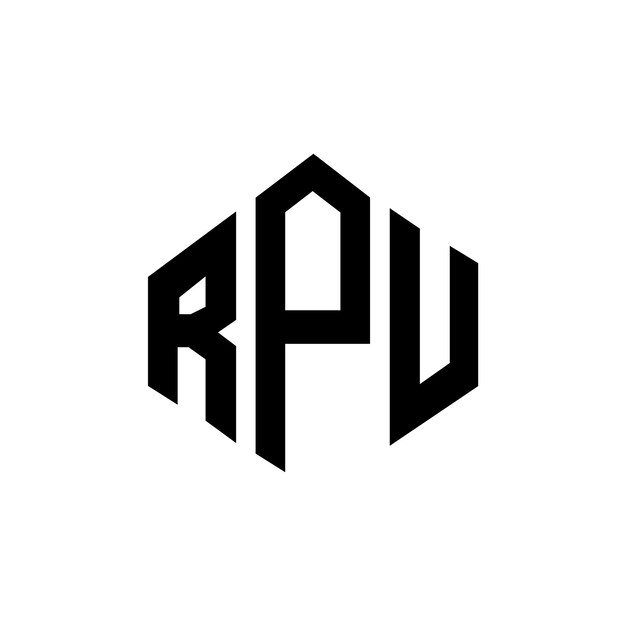 Diseño de logotipo de letra RPU con forma de polígono RPU poligono y forma de cubo diseño de logotipo RPU hexágono modelo de logotipo vectorial colores blanco y negro RPU monograma negocio y logotipo de bienes raíces