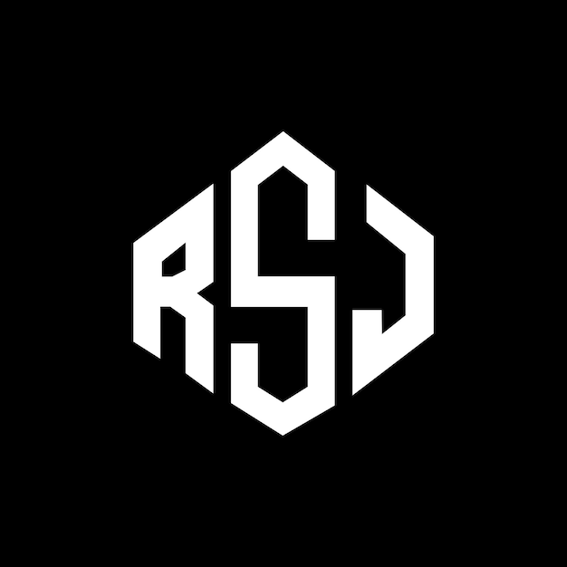Diseño de logotipo de letra RSJ con forma de polígono RSJ polígono y forma de cubo diseño de logotipo RSJ hexágono patrón de logotipo vectorial colores blanco y negro RSJ monograma negocio y logotipo de bienes raíces