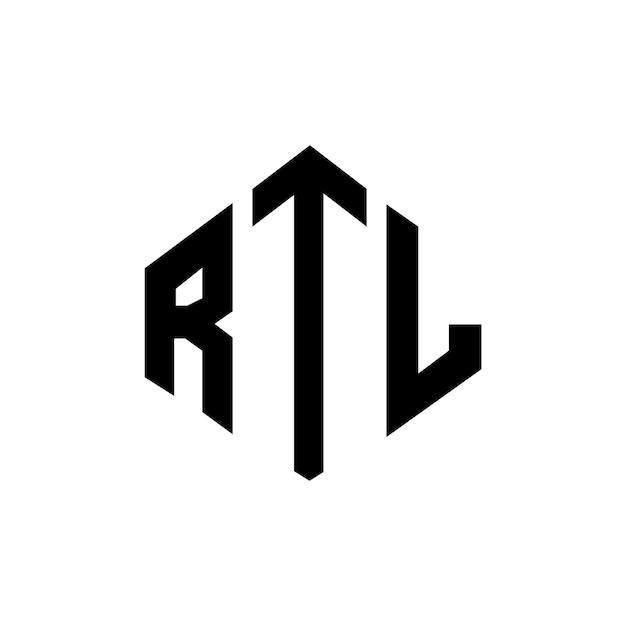 Diseño de logotipo de letra RTL con forma de polígono RTL polígono y forma de cubo diseño de logotipo RTL hexágono patrón de logotipo vectorial colores blanco y negro RTL monograma negocio y logotipo de bienes raíces