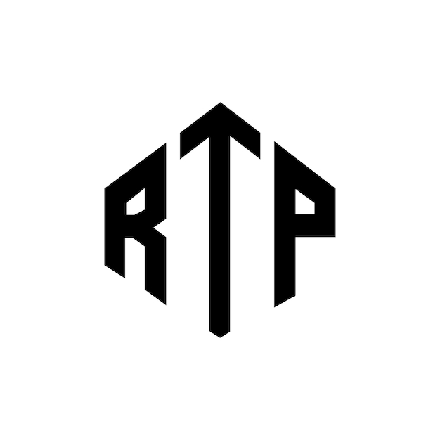 Diseño de logotipo de letra RTP con forma de polígono RTP polígono y forma de cubo diseño de logotipo RTP hexágono modelo de logotipo vectorial colores blanco y negro RTP monograma negocio y logotipo de bienes raíces