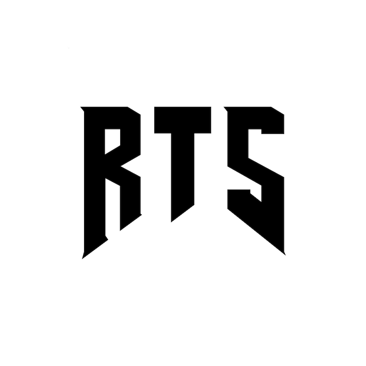 Vector diseño de logotipo de letra rts para la compañía de tecnología rts diseño del logotipo de combinación de colores blanco y negro