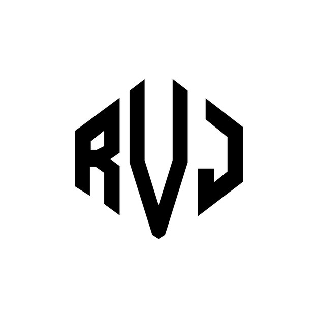 Diseño de logotipo de letra RVJ con forma de polígono RVJ polígono y forma de cubo diseño de logotipo RVJ hexágono modelo de logotipo vectorial colores blanco y negro monograma de negocios y logotipo de bienes raíces RVJ