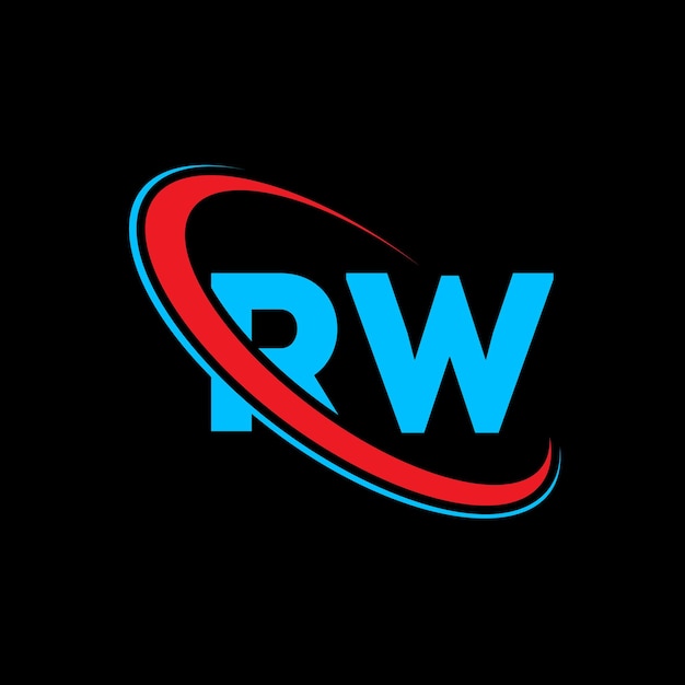 Diseño del logotipo de la letra RW Letra inicial RW círculo vinculado monograma en mayúsculas logotipo rojo y azul logotipo RW