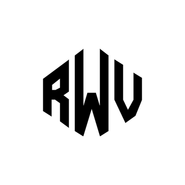 Diseño de logotipo de letra RWV con forma de polígono RWV polígono y forma de cubo diseño de logotipo RWV hexágono modelo de logotipo vectorial colores blanco y negro RWV monograma logotipo de negocios e inmobiliario