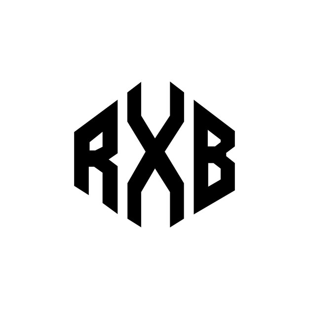 Diseño de logotipo de letra RXB con forma de polígono RXB polígono y forma de cubo diseño de logotipo RXB hexágono patrón de logotipo vectorial colores blanco y negro RXB monograma de negocios y logotipo de bienes raíces