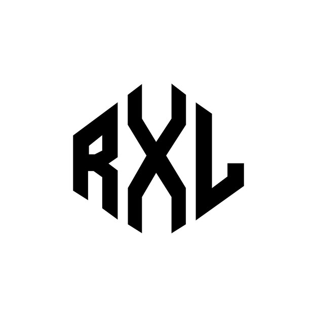 Diseño de logotipo de letra RXL con forma de polígono RXL polígono y forma de cubo diseño de logotipo RXL hexágono patrón de logotipo vectorial colores blanco y negro RXL monograma de negocios y logotipo de bienes raíces