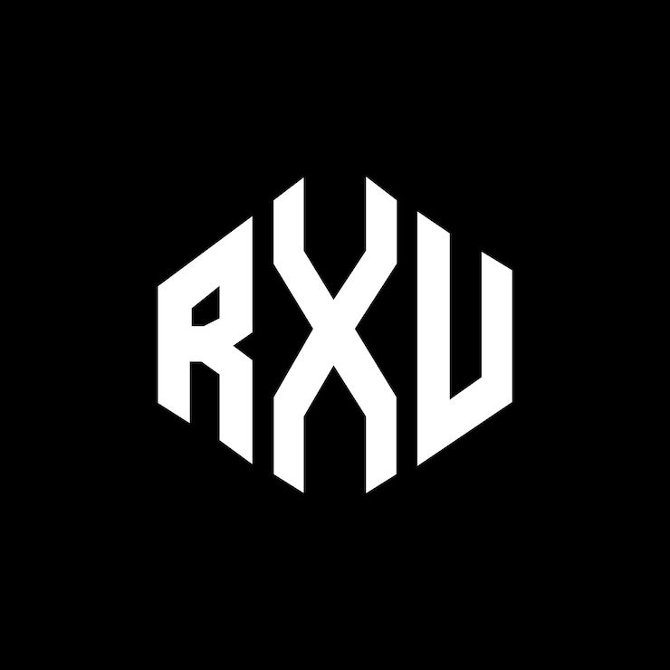 Vector diseño del logotipo de la letra rxu con forma de polígono rxu polígono y forma de cubo diseño del logotipo rxu hexágono modelo de logotipo vectorial colores blanco y negro rxu monograma logotipo de negocios e inmobiliario