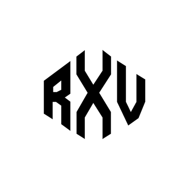 Diseño de logotipo de letra RXV con forma de polígono RXV polígono y forma de cubo diseño de logotipo vectorial RXV hexágono plantilla de logotipo colores blanco y negro RXV monograma logotipo de negocios e inmobiliario