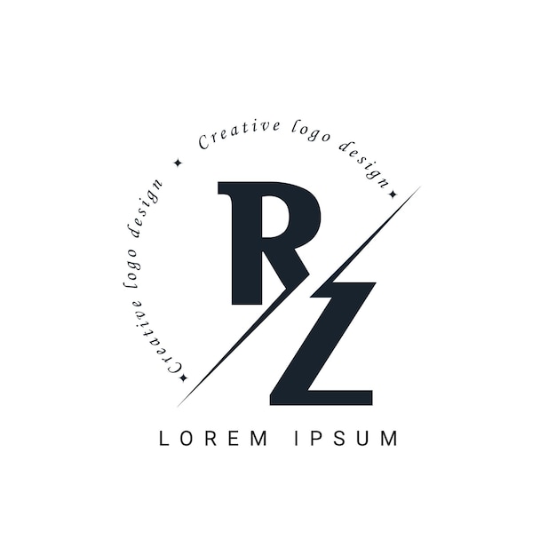 Diseño del logotipo de la letra RZ con un corte creativo Diseño creativo del logotipo
