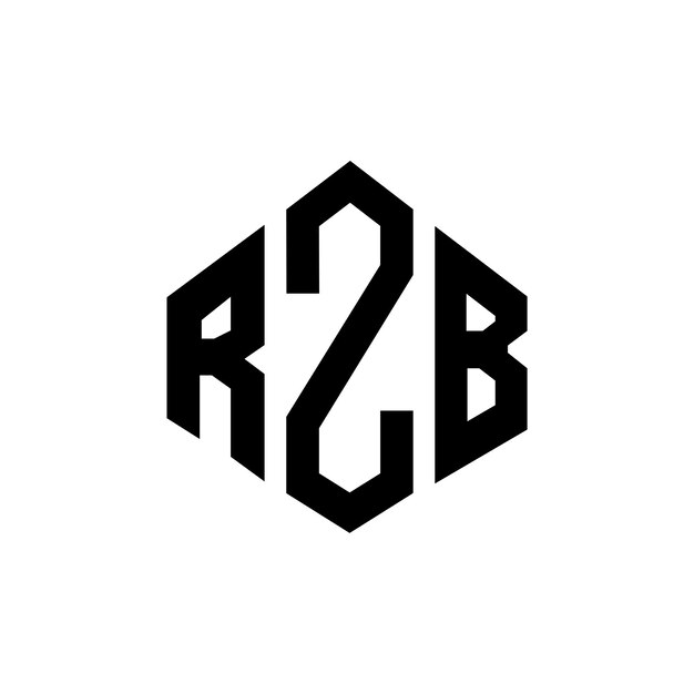 Diseño de logotipo de letra RZB con forma de polígono RZB poligono y forma de cubo diseño de logotipo RZB hexágono patrón de logotipo vectorial colores blanco y negro RZB monograma logotipo de negocios e inmobiliario