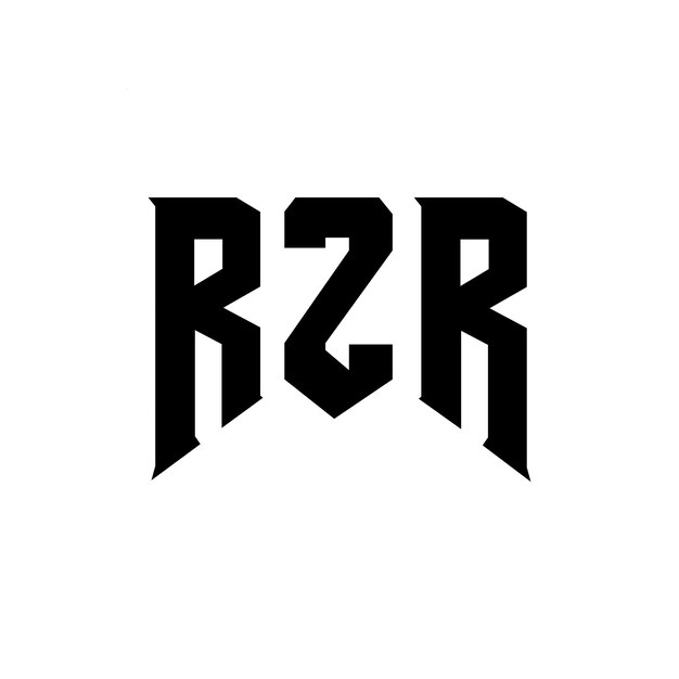 Diseño de logotipo de letra RZR para la compañía de tecnología Diseño de Logotipo RZR combinación de colores blanco y negro