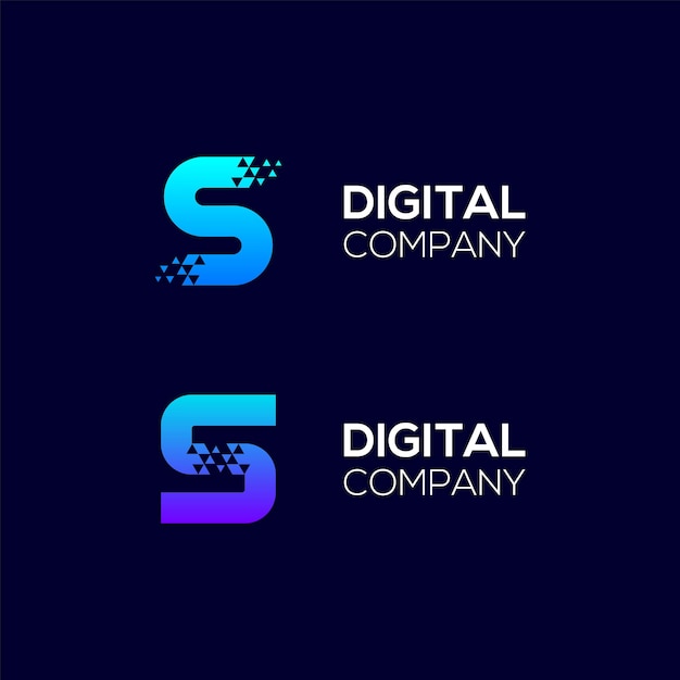 Diseño del logotipo de la letra S abstracta con el concepto Triangle Pixels para Technology Digital Business Company