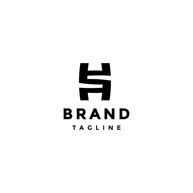 Diseño del logotipo de la letra S por encima de la letra H Diseño simple de la letra SH o HS