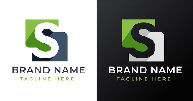 Diseño de logotipo de letra S con estilo de forma cuadrada abstracta