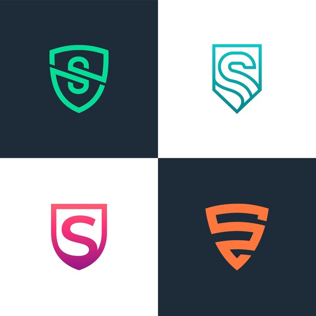 Vector diseño de logotipo de letra s con formas seguras y de escudo