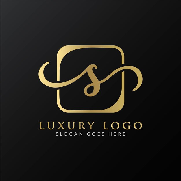 Diseño de logotipo de letra s de lujo premium de oro abstracto