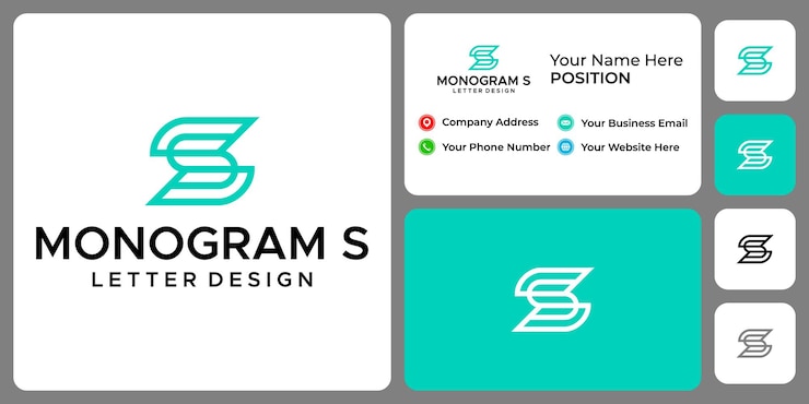 Vector diseño de logotipo letra s monograma hoja naturaleza con plantilla de tarjeta de visita