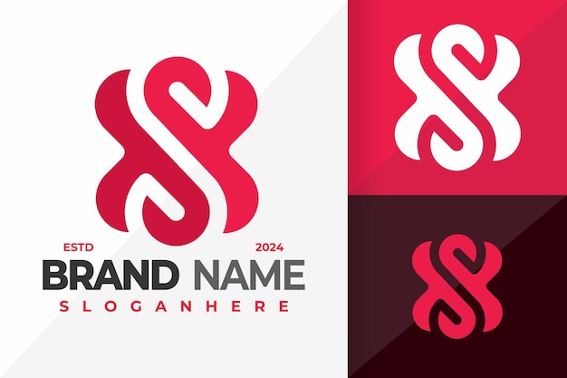 Diseño del logotipo de la letra S o X Corazón Ilustración del icono del símbolo vectorial