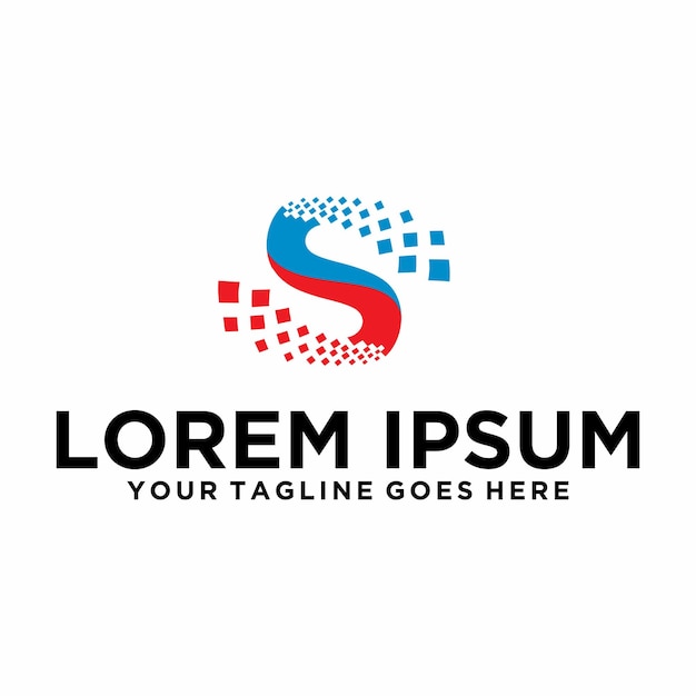 Diseño de logotipo de letra S de píxeles