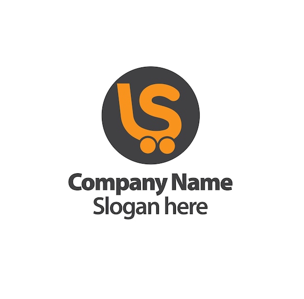 Diseño de logotipo de letra S plana con icono de compras para negocios de compras en línea