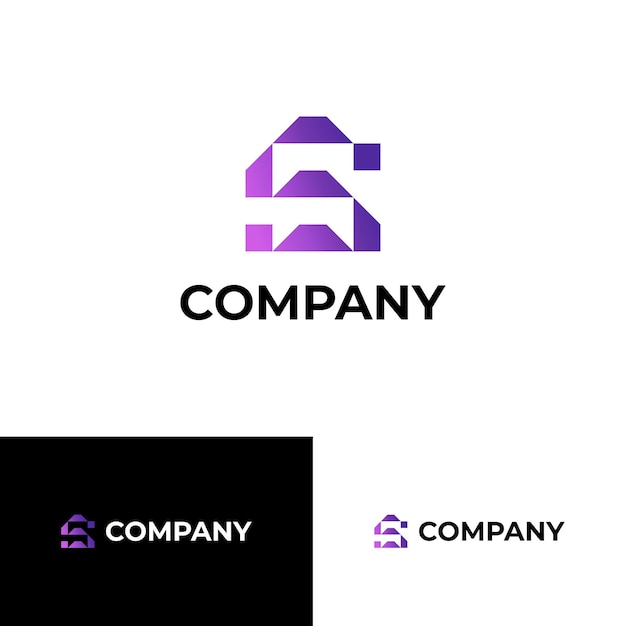 Diseño del logotipo de la letra S púrpura geométrica para la marca de la empresa