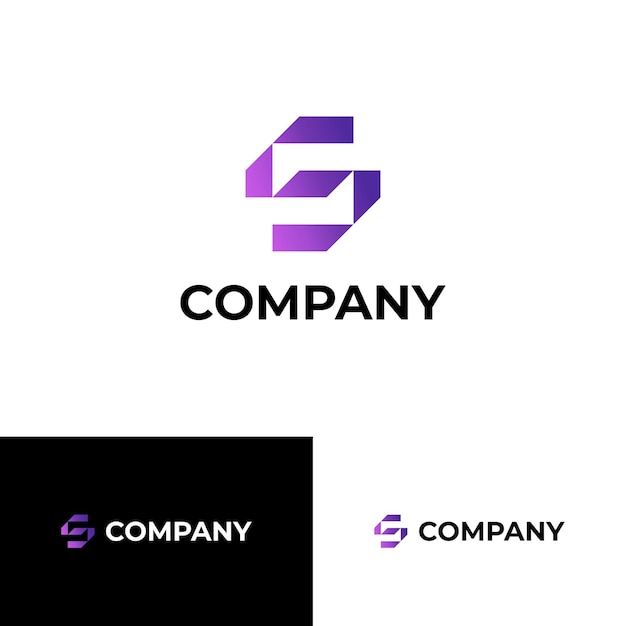 Diseño del logotipo de la letra S púrpura geométrica para la marca de la empresa