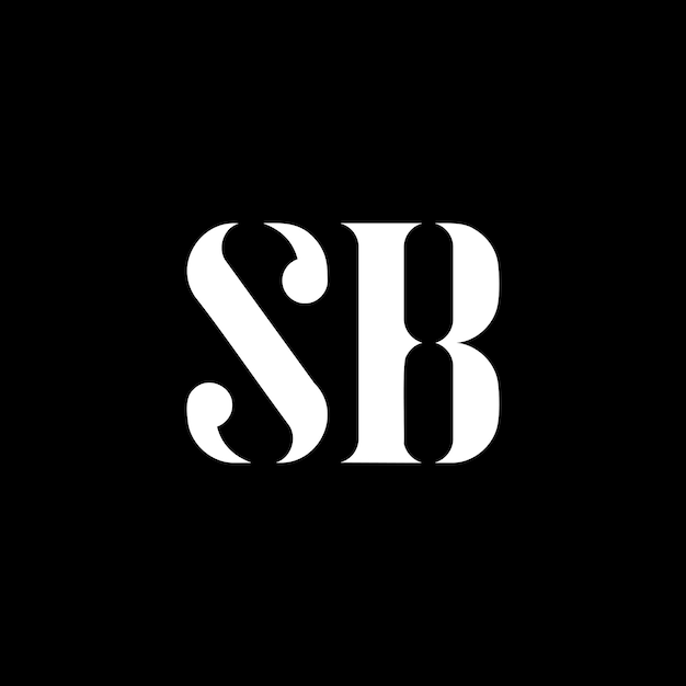 Diseño del logotipo de la letra SB Inicial letra SB mayúscula monograma logotipo color blanco SB logotipo S B diseño SB S B
