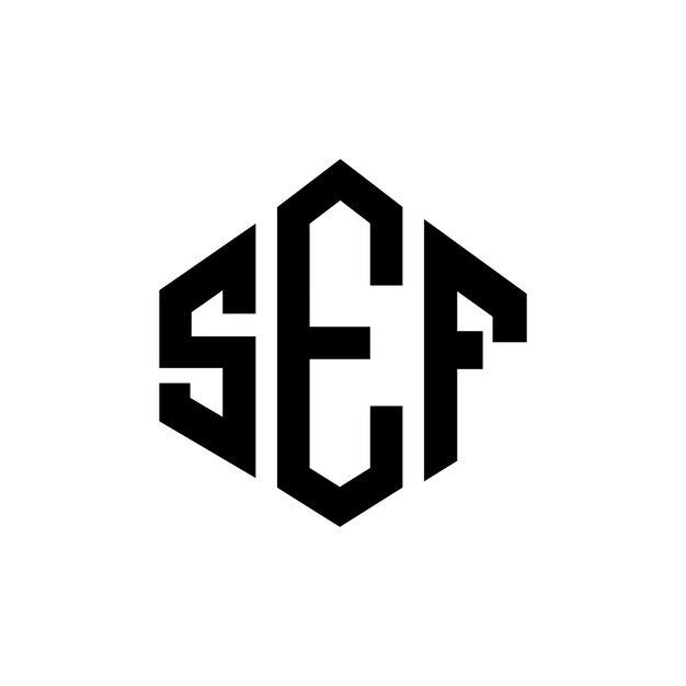 Diseño del logotipo de la letra SEF con forma de polígono SEF diseño del logotipo en forma de póligono y cubo SEF hexágono modelo de logotipo vectorial colores blanco y negro SEF monograma negocio y logotipo inmobiliario