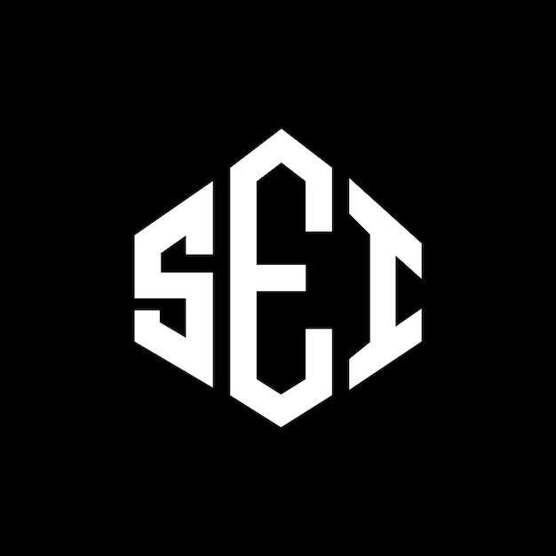 Diseño del logotipo de la letra SEI con forma de polígono SEI diseño del logotipo en forma de póligono y cubo SEI hexágono modelo de logotipo vectorial colores blanco y negro SEI monograma logotipo de negocios y bienes raíces
