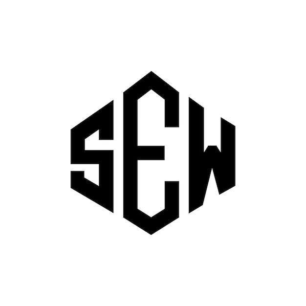 Diseño del logotipo de la letra SEW con forma de polígono SEW diseño del logotipo en forma de póligono y cubo SEW hexágono modelo de logotipo vectorial colores blanco y negro SEW monograma de negocios y logotipo inmobiliario