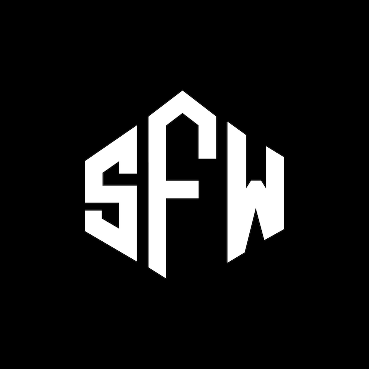 Vector diseño del logotipo de la letra sfw con forma de polígono sfw diseño del logotipo en forma de póligono y cubo sfw hexágono modelo de logotipo vectorial colores blanco y negro sfw monograma de negocios y logotipo inmobiliario