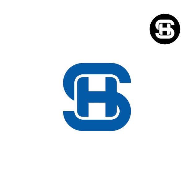 Diseño del logotipo de la letra SH Monogram