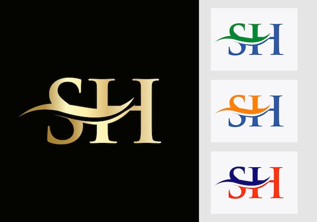 Diseño del logotipo de la letra SH. Plantilla de logotipo SH