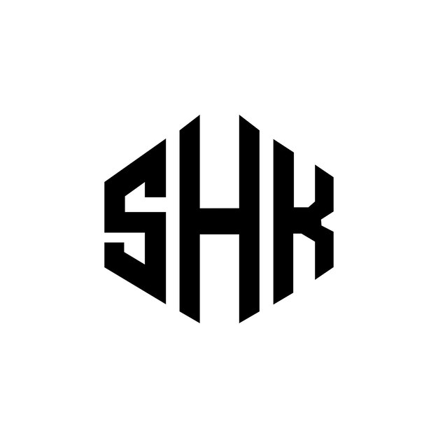 Diseño de logotipo de letra SHK con forma de polígono SHK polígono y forma de cubo diseño de logotipo SHK hexágono patrón de logotipo vectorial colores blanco y negro SHK monograma logotipo de negocios e inmobiliario