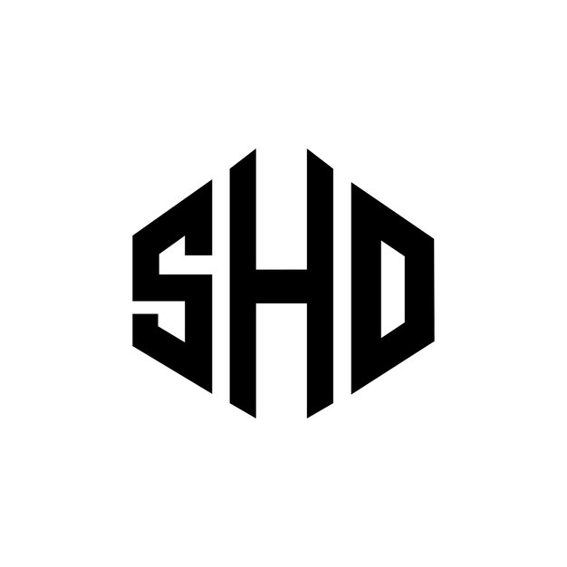 Diseño de logotipo de letra SHO con forma de polígono SHO polígono y forma de cubo diseño de logotipo SHO hexágono patrón de logotipo vectorial colores blanco y negro SHO monograma negocio y logotipo de bienes raíces
