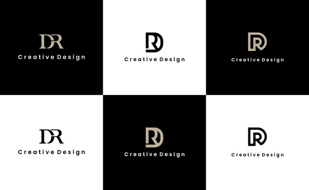 diseño de logotipo de letra simple DR o RD con vector de plantilla de lujo