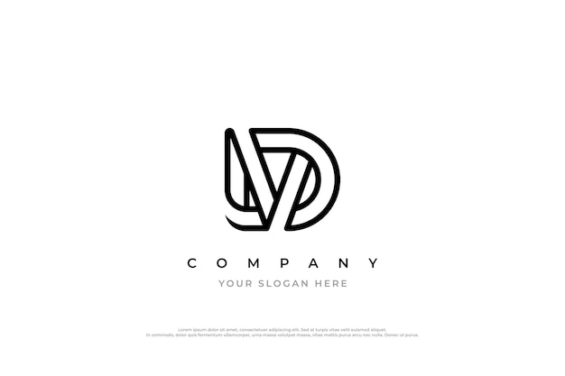 Diseño del logotipo de la letra simple VD o DV