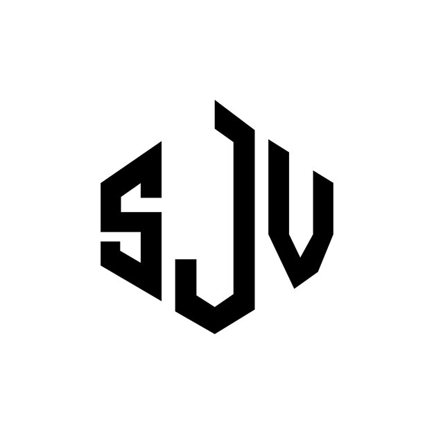 Diseño de logotipo de letra SJV con forma de polígono SJV poligono y forma de cubo diseño de logotipo SJV hexágono patrón de logotipo vectorial colores blanco y negro SJV monograma de negocios y logotipo de bienes raíces
