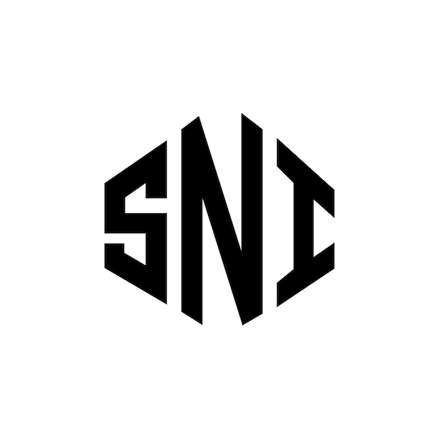 Vector diseño de logotipo de letra sni con forma de polígono sni polígono y forma de cubo diseño de logotipo sni hexágono patrón de logotipo vectorial colores blanco y negro sni monograma negocio y logotipo de bienes raíces