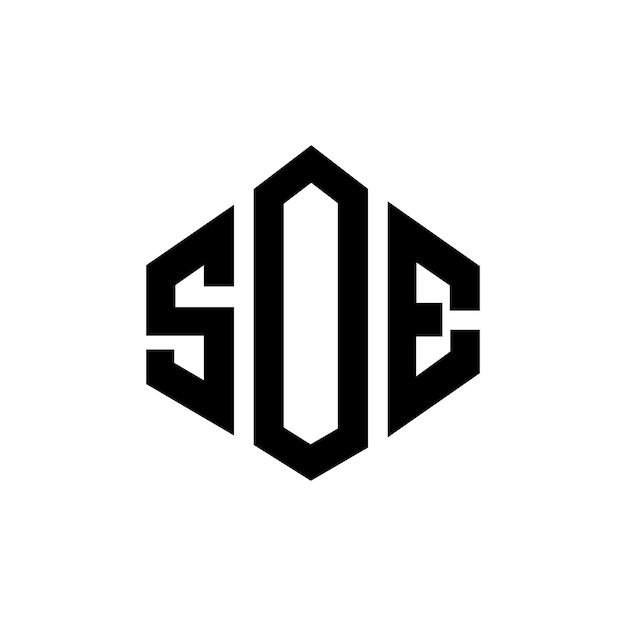 Diseño del logotipo de la letra SOE con forma de polígono SOE diseño del logotipo en forma de póligono y cubo SOE hexágono patrón del logotipo vectorial colores blanco y negro SOE monograma negocio y logotipo de bienes raíces