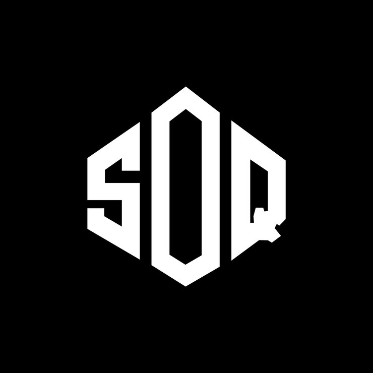 Vector diseño de logotipo de letra soq con forma de polígono soq poligono y forma de cubo diseño de logotipo soq hexágono patrón de logotipo vectorial colores blanco y negro soq monograma de negocios y logotipo de bienes raíces