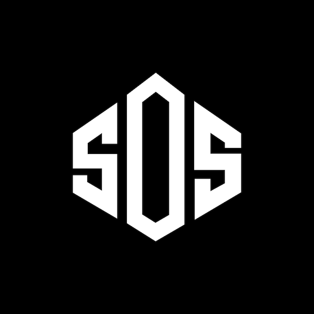 Diseño de logotipo de letra SOS con forma de polígono SOS diseño de logotipo en forma de póligono y cubo SOS hexágono patrón de logotipo vectorial colores blanco y negro SOS monograma logotipo de negocios y bienes raíces