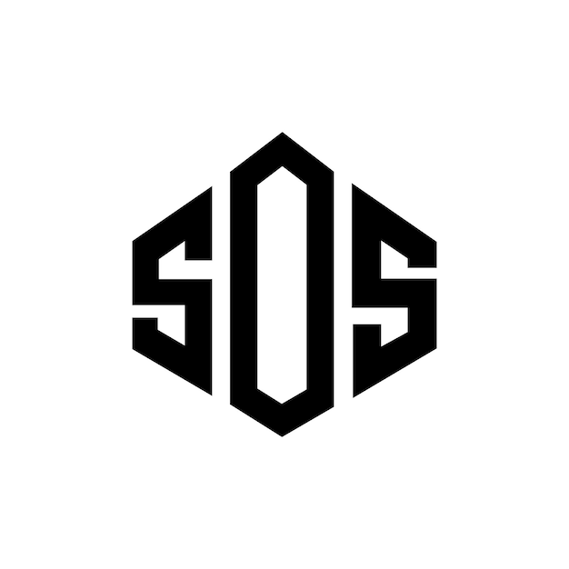 Diseño de logotipo de letra SOS con forma de polígono SOS diseño de logotipo en forma de póligono y cubo SOS hexágono patrón de logotipo vectorial colores blanco y negro SOS monograma logotipo de negocios y bienes raíces