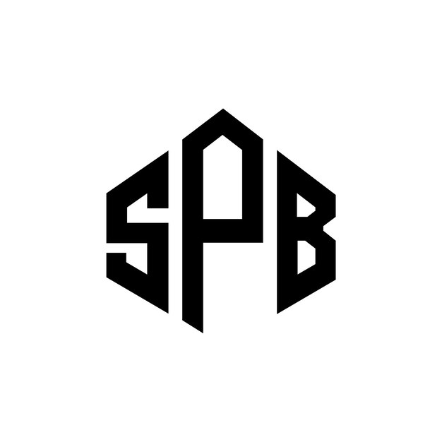 Diseño del logotipo de la letra SPB con forma de polígono SPB poligono y forma de cubo diseño del logotipo SPB hexágono modelo de logotipo vectorial colores blanco y negro SPB monograma negocio y logotipo de bienes raíces
