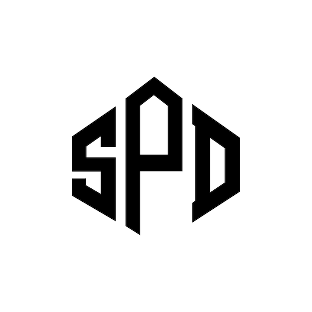 Diseño de logotipo de letra SPD con forma de polígono SPD polígono y forma de cubo diseño de logotipo SPD hexágono patrón de logotipo vectorial colores blanco y negro SPD monograma negocio y logotipo de bienes raíces