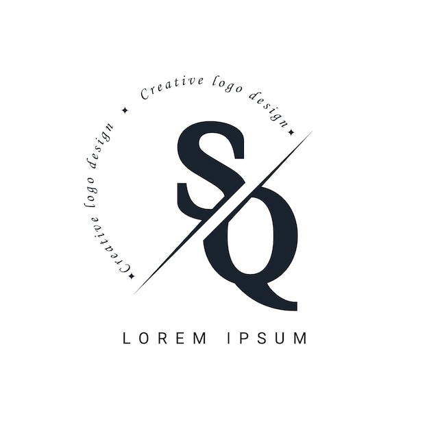 Diseño del logotipo de la letra SQ con un corte creativo Diseño creativo del logotipo