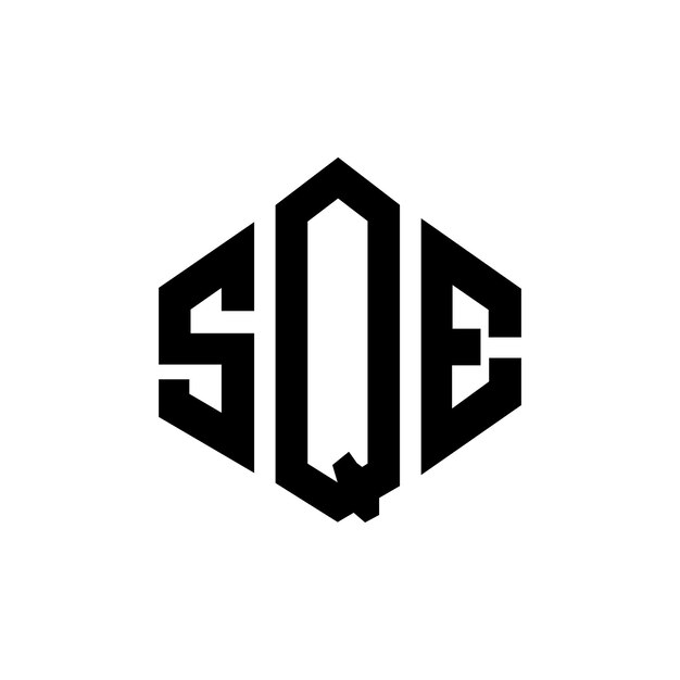 Diseño de logotipo de letra SQE con forma de polígono SQE polígono y forma de cubo diseño de logotipo SQE hexágono patrón de logotipo vectorial colores blanco y negro SQE monograma negocio y logotipo de bienes raíces