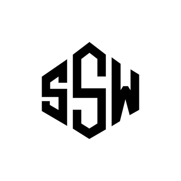Diseño de logotipo de letra SSW con forma de polígono SSW polígono y forma de cubo diseño de logotipo SSW hexágono patrón de logotipo vectorial colores blanco y negro SSW monograma de negocios y logotipo de bienes raíces
