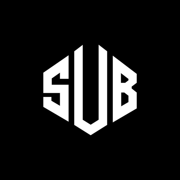 Diseño del logotipo de la letra SUB con forma de polígono SUB diseño del logotipo en forma de póligono y cubo SUB hexágono modelo de logotipo vectorial colores blanco y negro SUB monograma de negocios y logotipo de bienes raíces